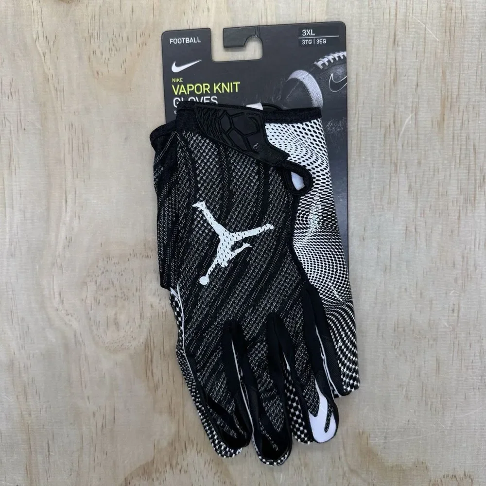 NEW Jordan Vapor Knit Football Gloves Black NFL Logo Sz 3XL CK3017-091
